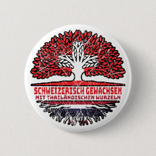 Badge Rond 5 Cm Thaïlande Thailändisch Schweizer Schweiz Baum