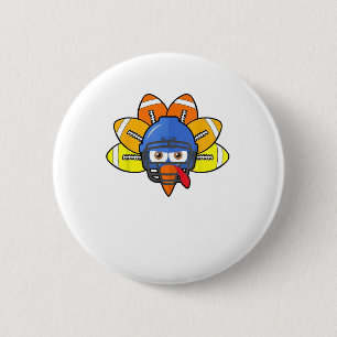 Badge Rond 5 Cm Thanksgiving American Football Youth Shirt, Turqui