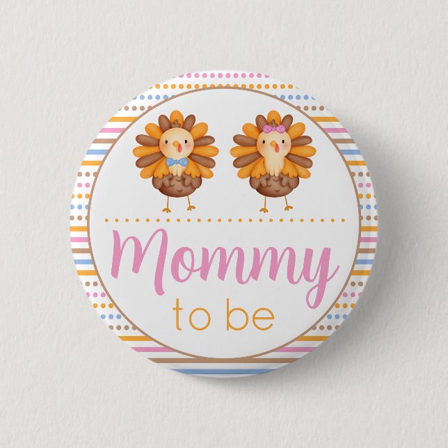 Badge Rond 5 Cm Thanksgiving Gender Reveillez Turquie maman (Devant)