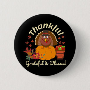 Badge Rond 5 Cm Thanksgiving Grateful & Blessed