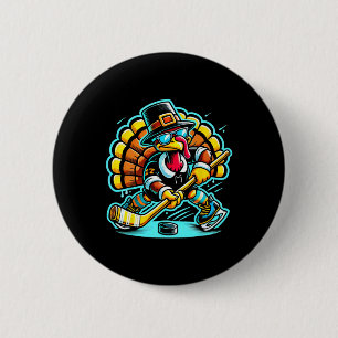 Badge Rond 5 Cm Thanksgiving Hockey sur glace Turquie Jour de la C