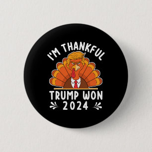 Badge Rond 5 Cm Thanksgiving - Je suis heureux que Trump ait gagné