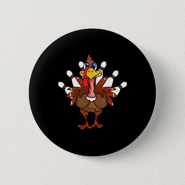 Badge Rond 5 Cm Thanksgiving Turkey Bowling (Devant)