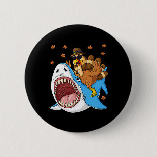 Badge Rond 5 Cm Thanksgiving Turquie équitation Requin amusant Tod