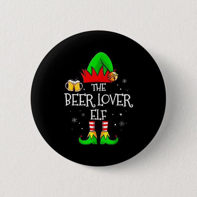 Badge Rond 5 Cm The Beer Lover Elf Matching Family Christmas Drink (Devant)