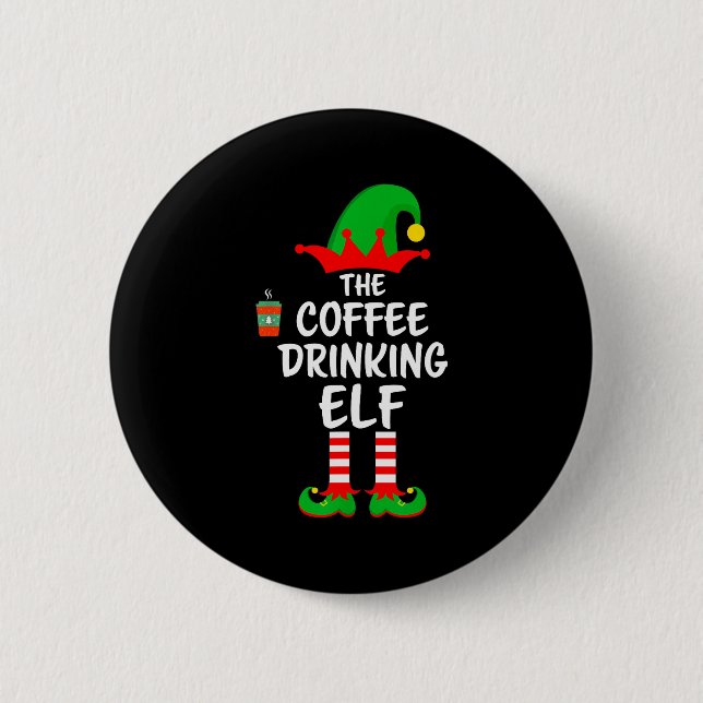 Badge Rond 5 Cm The Coffee Drinking Elf Matching Family Christmas  (Devant)