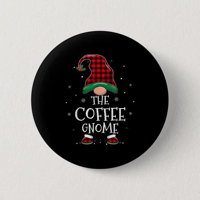 Badge Rond 5 Cm The Coffee Gnome Xmas Family Matching Plaid Christ (Devant)