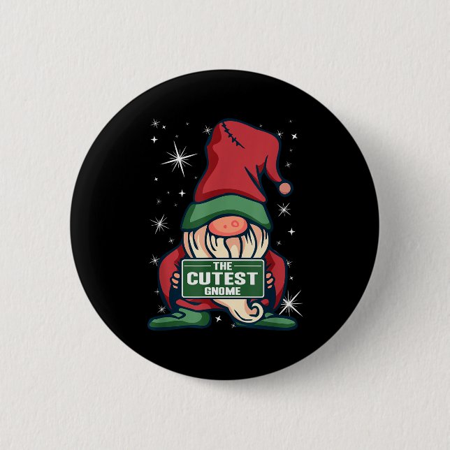Badge Rond 5 Cm The Cutest Gnome Xmas Elf Matching Family Christma (Devant)