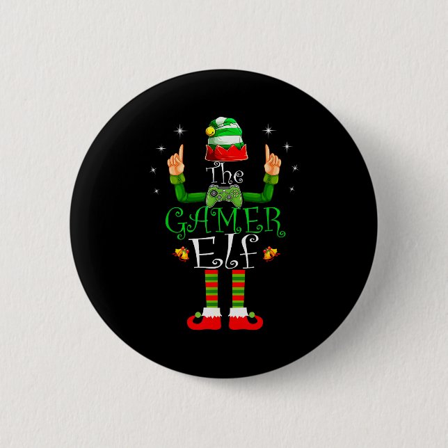 Badge Rond 5 Cm The Gamer Elf Matching Family Christmas Pajama Shi (Devant)
