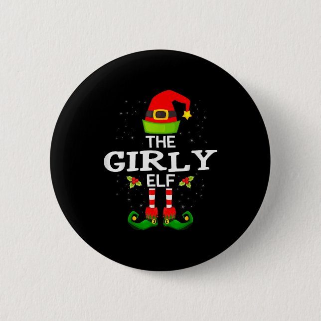 Badge Rond 5 Cm The Girly Elf Christmas Family Matching Pajama  (Devant)