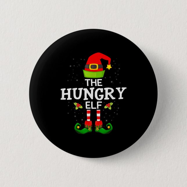 Badge Rond 5 Cm The Hungry Elf Christmas Family Matching Pajama  (Devant)