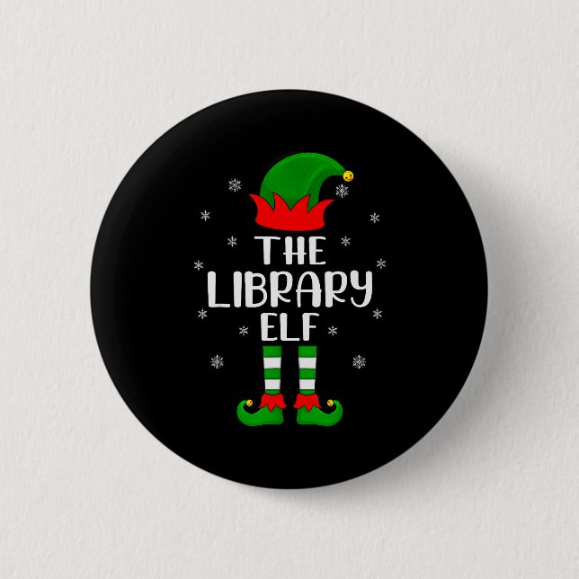 Badge Rond 5 Cm The Library Elf Christmas Party Matching Family Xm (Devant)