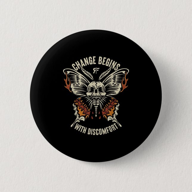 Badge Rond 5 Cm The Marisa Butterfly Skull Change Begin With Disco (Devant)