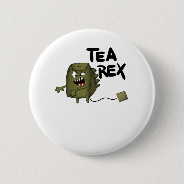 Badge Rond 5 Cm thé rex, drôle de dinosaure (Devant)