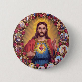 Badge Rond 5 Cm The Sacred Heart of Jesus