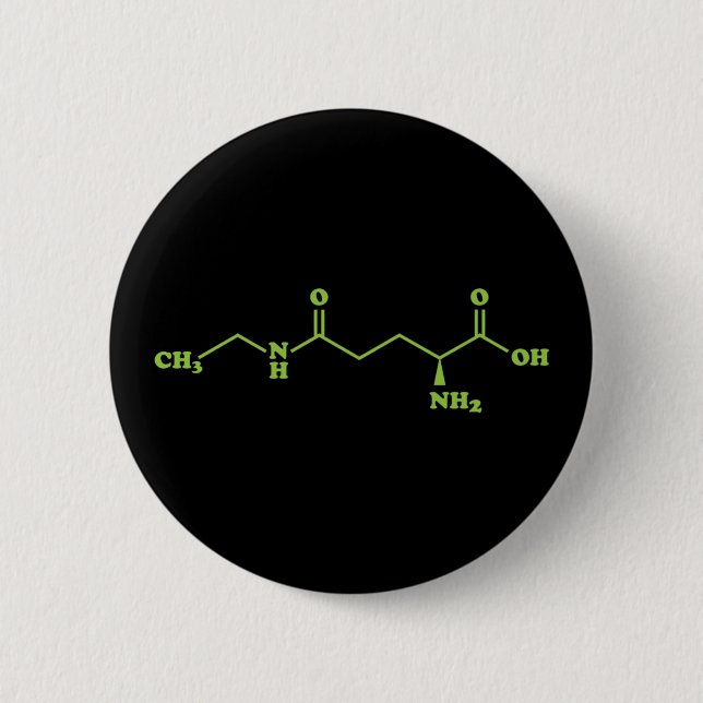 Badge Rond 5 Cm Thé Théanine Formule chimique moléculaire (Devant)