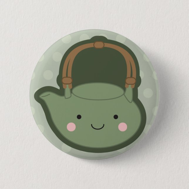 Badge Rond 5 Cm Théière verte (Devant)