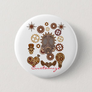 Badge Rond 5 Cm Thème de Steampunk Thunder_Cove