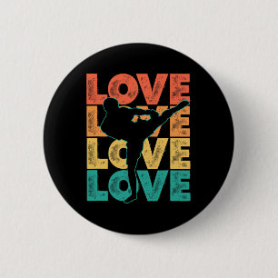 Badge Rond 5 Cm Thème graphique de mots d'amour rétro Muay Thai Ki