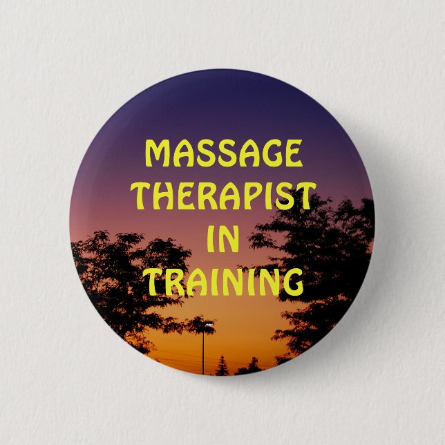 BADGE ROND 5 CM THÉRAPEUTE DE MASSAGE DANS LA FORMATION (Devant)