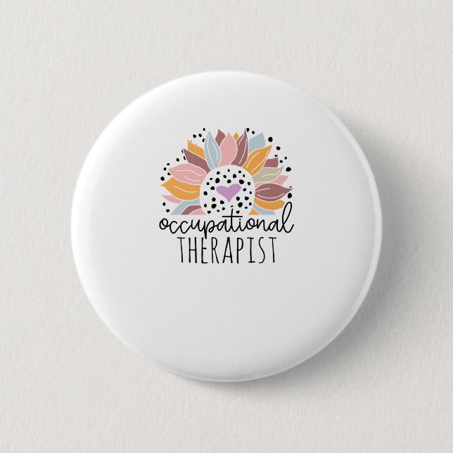 Badge Rond 5 Cm Thérapeute du tournesol mignon (Devant)