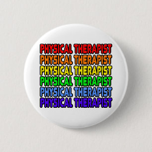 Badge Rond 5 Cm Thérapeute physique Rainbow