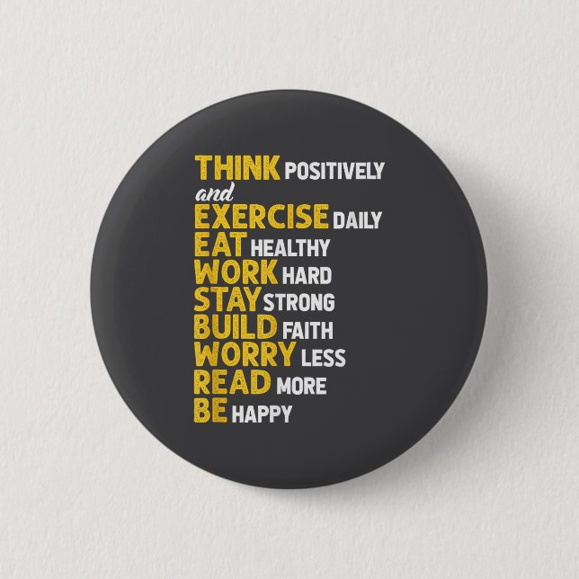 Badge Rond 5 Cm Think Sitively Exercise Daily Gym Workout Motivati (Devant)