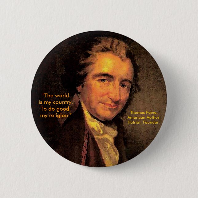 Badge Rond 5 Cm Thomas Paine, Américain - bouton (Devant)