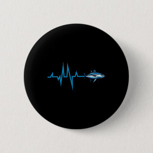 Badge Rond 5 Cm Thon rouge Battement de coeur Électrocardiogramme