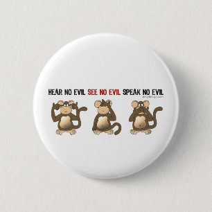 Badge Rond 5 Cm Three Wise Monkeys Buttons
