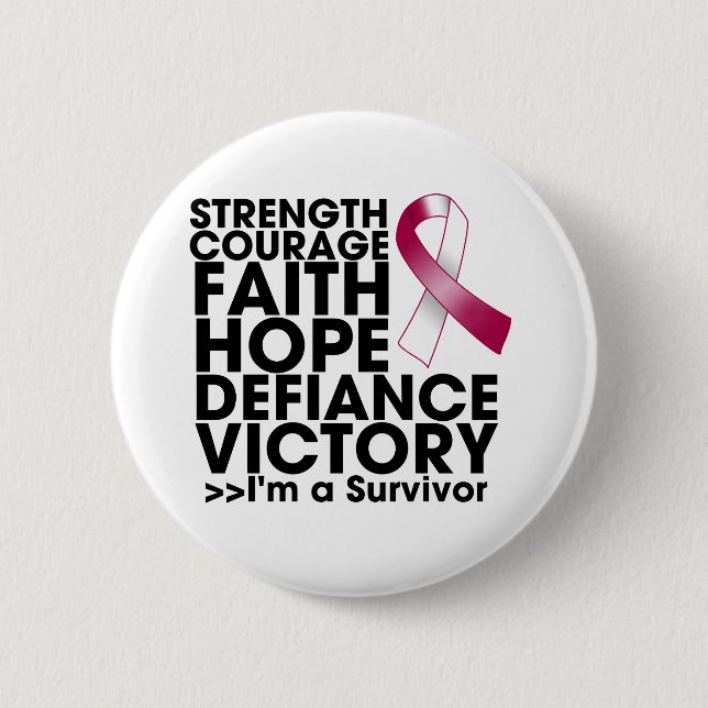 Badge Rond 5 Cm Throat Cancer Hope Force Victoire (Devant)