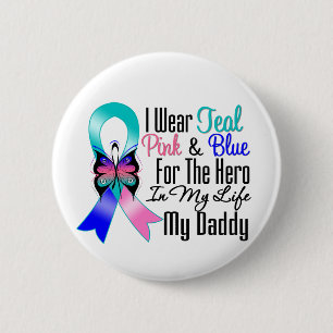 Badge Rond 5 Cm Thyroid Cancer Ribbon Hero My Daddy