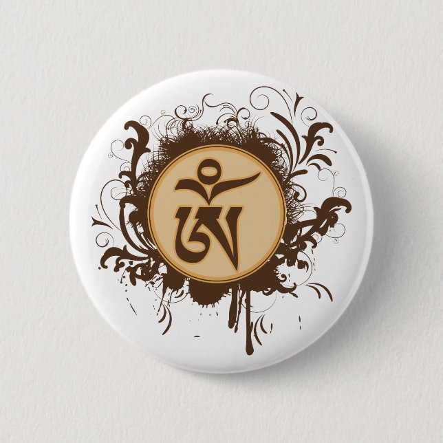 Badge Rond 5 Cm Tibétain OM (Devant)