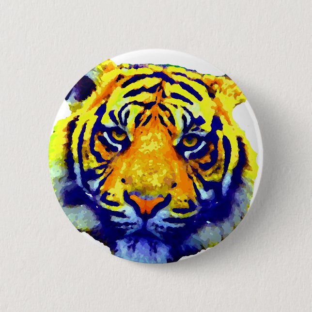 Badge Rond 5 Cm Tiger Eyes Pop Art (Devant)