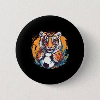 Badge Rond 5 Cm Tiger Soccer Byll Fierce Jungle Animal