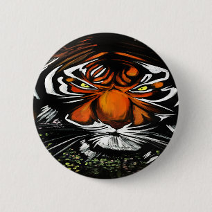 Badge Rond 5 Cm Tiger Stare