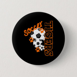 Badge Rond 5 Cm Tigers Ballon de Football Mascotte Empreintes de P