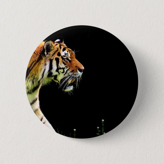 Badge Rond 5 Cm Tigre approchant - Oeuvres d'art d'animaux sauvage (Devant)