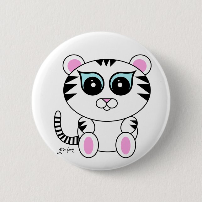 Badge Rond 5 Cm Tigre blanc (Devant)