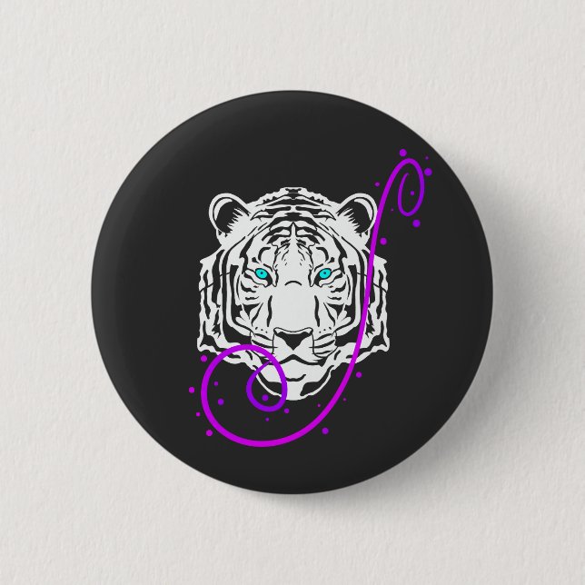 Badge Rond 5 Cm Tigre blanc (Devant)
