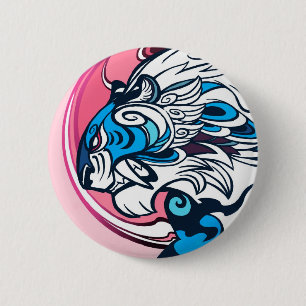 Badge Rond 5 Cm Tigre bleu