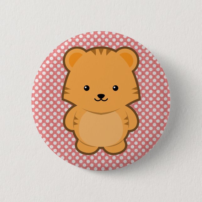 Badge Rond 5 Cm Tigre de Kawaii (Devant)