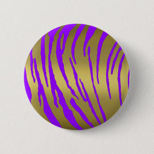 Badge Rond 5 Cm Tigre Or Grandes Violet