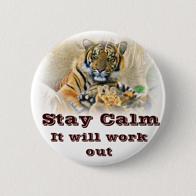 Badge Rond 5 Cm Tigre, Recherche_ (Devant)