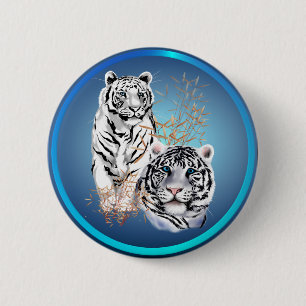 Badge Rond 5 Cm Tigres blancs - boutons