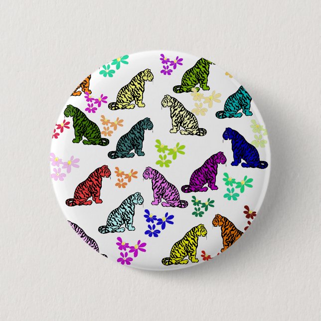 Badge Rond 5 Cm Tigres d'arc-en-ciel (Devant)