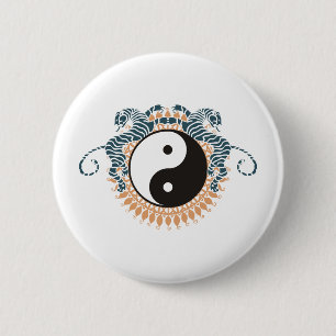 Badge Rond 5 Cm Tigres et Yin Yang