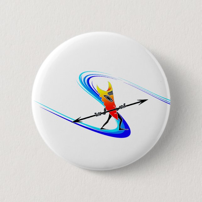 Badge Rond 5 Cm Tiki Surfer (Devant)