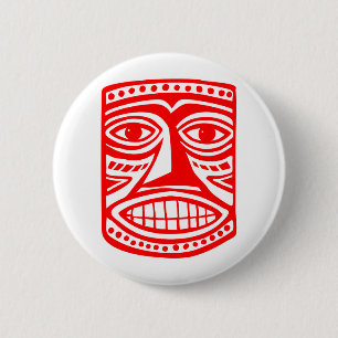 Badge Rond 5 Cm Tiki Toby - Rouge