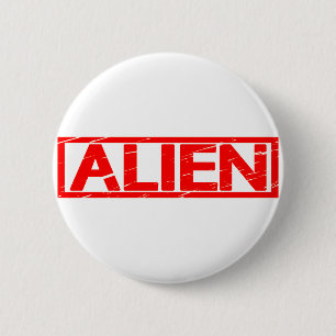 Badge Rond 5 Cm Timbre Alien
